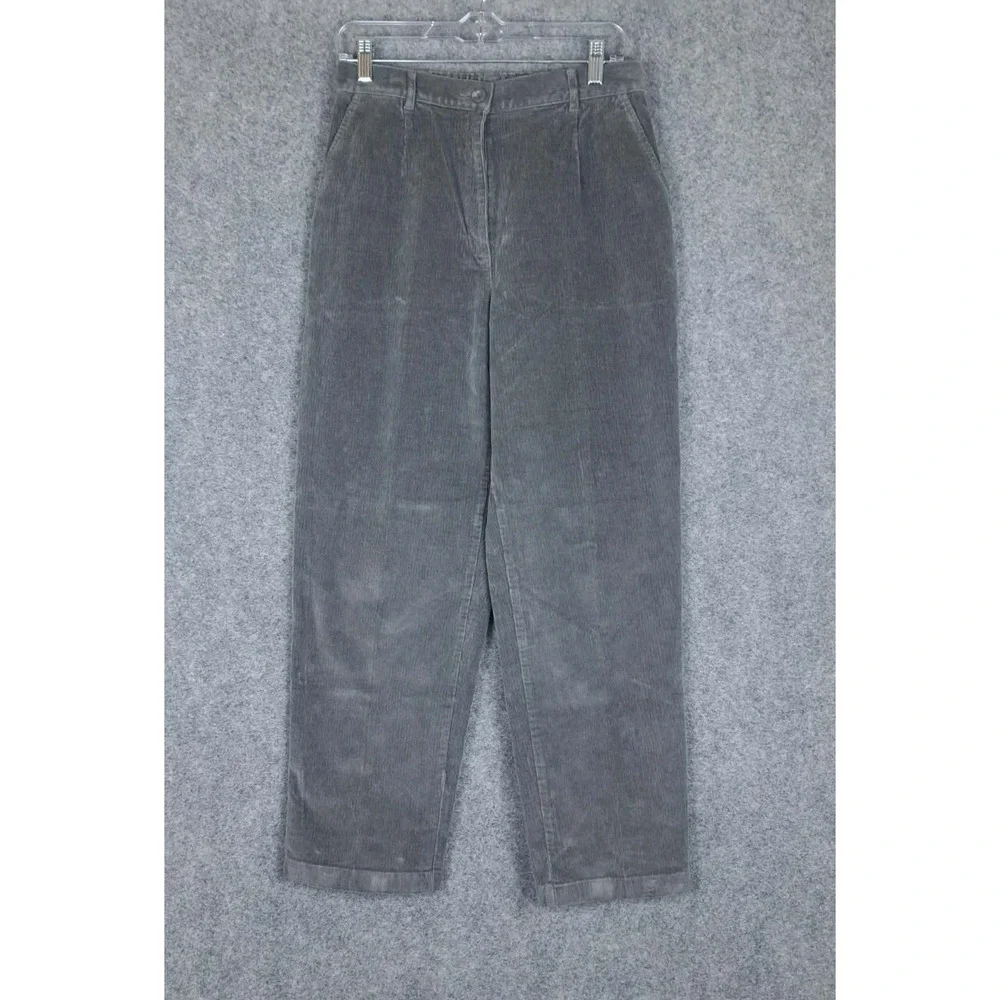 LL Bean Jeans Women  Size 12 Original Fit Straight Gray Stretch Corduroy‎ 28x28
